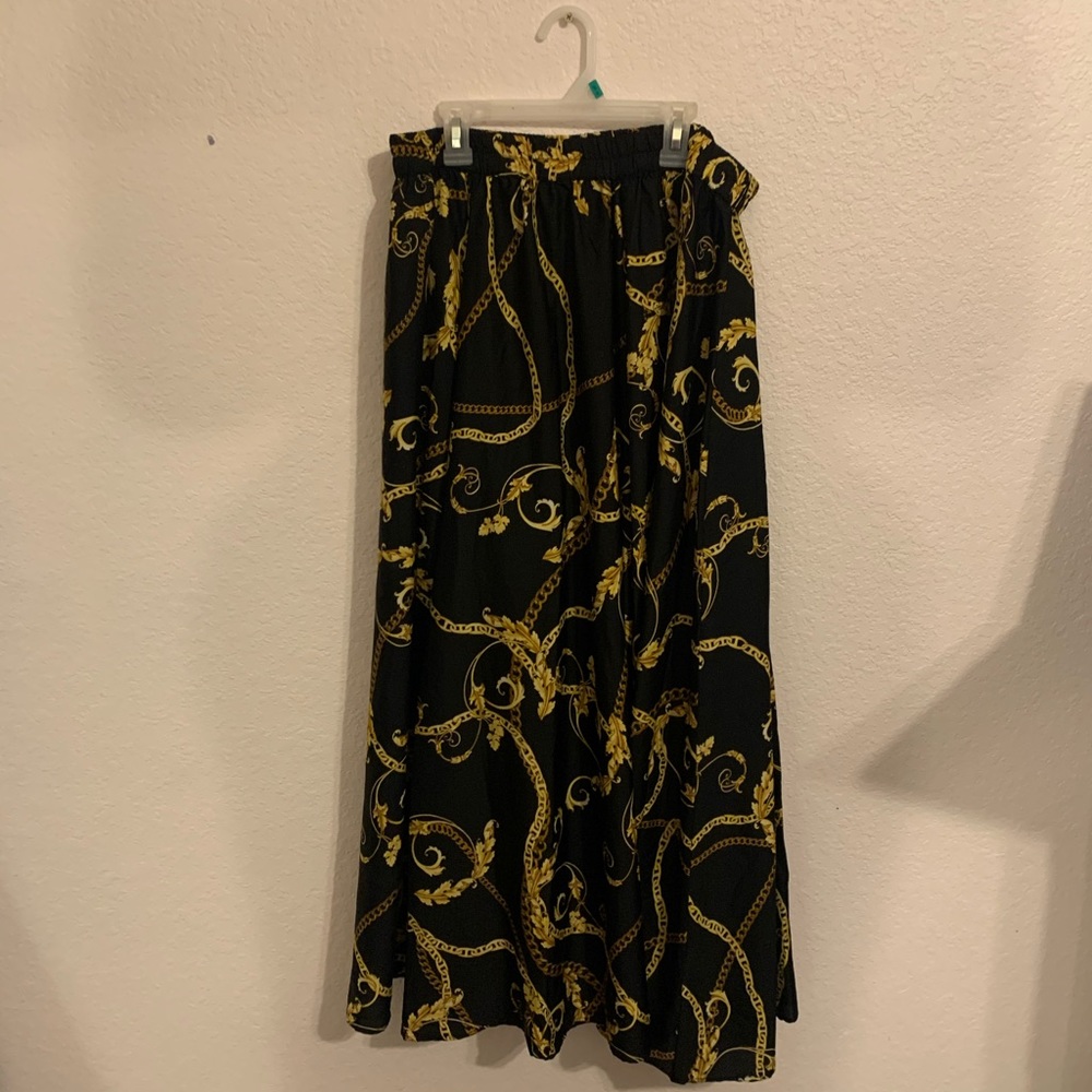 Long, CRAZY flowery skirt.